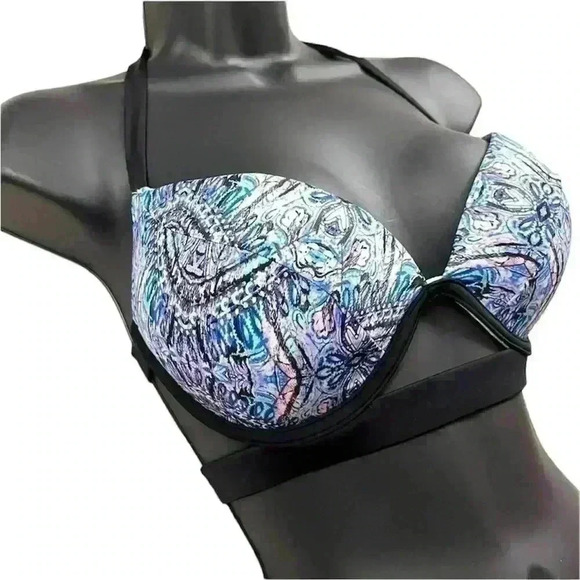 Victoria's Secret Hottie Halter Geometric Padded Double Strap Bikini Top Size34D - Picture 2 of 12